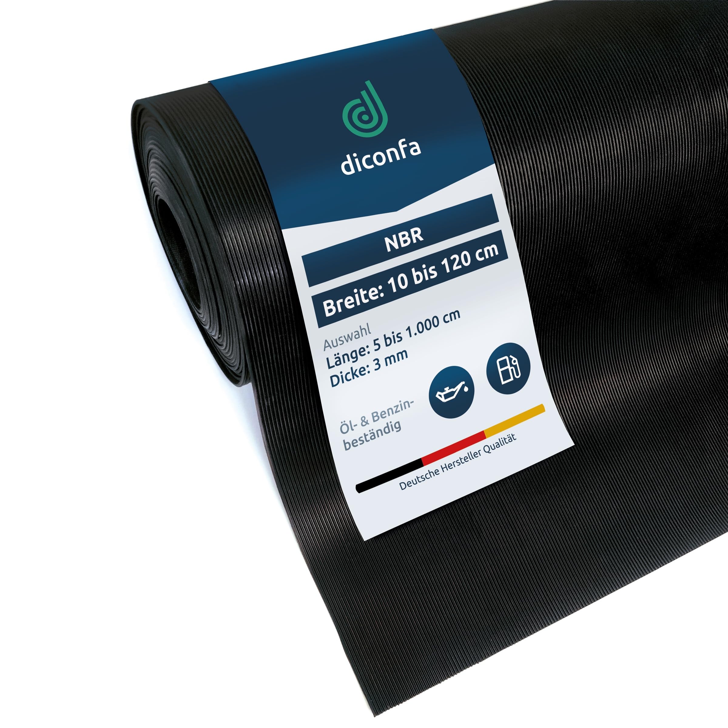 diconfa Feinriefenmatte NBR Gummimatte 3mm STARK 1m BREIT, 4,3m LANG
