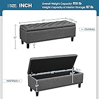 Vista 3 de Yaheetech Banco otomano de entrada de 49 pulgadas con almacenamiento, taburete multiusos para reposapiés, color gris oscuro
