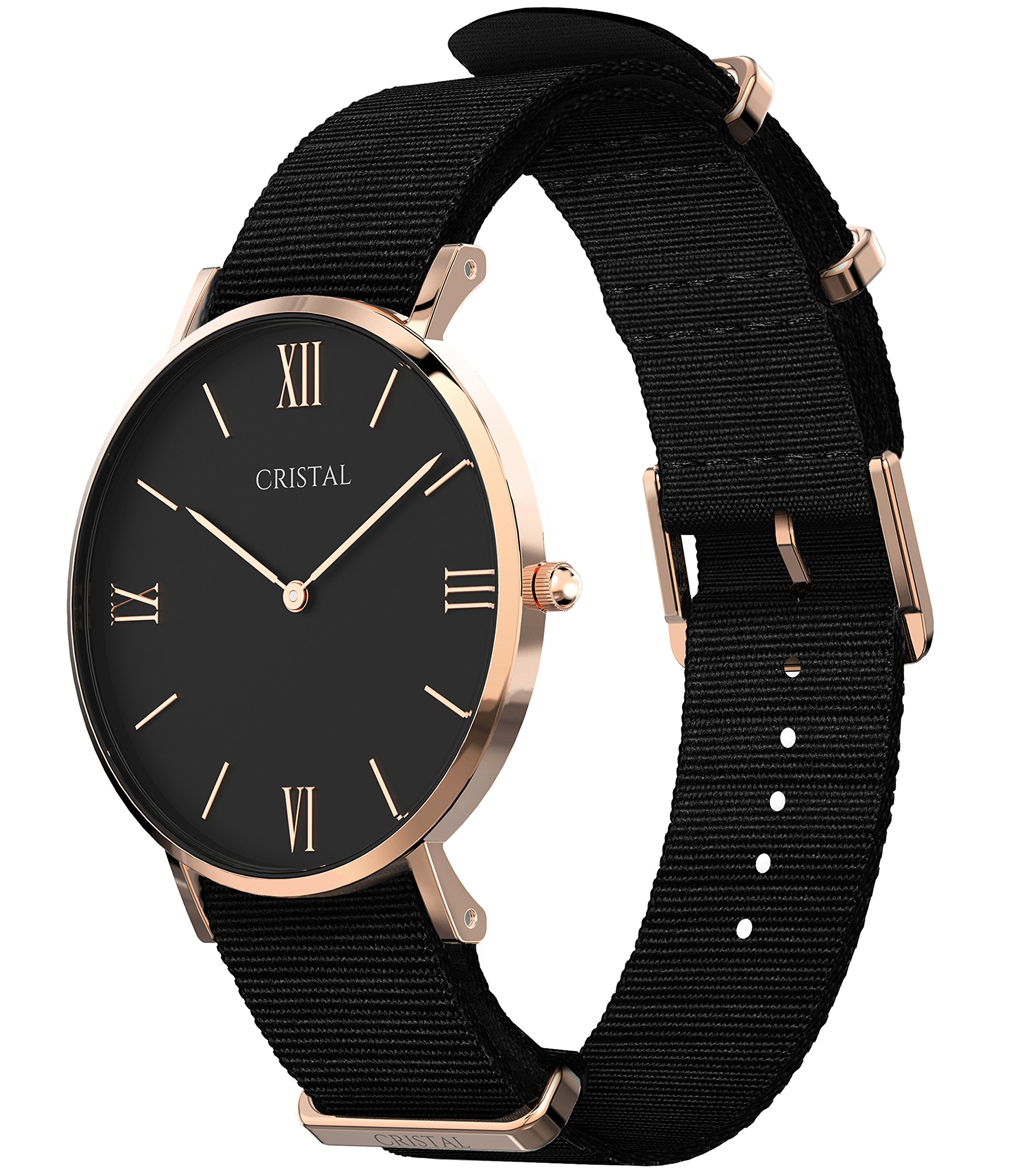 Cristal Reloj, oro rosa – Unisex – Pulsera de nailon