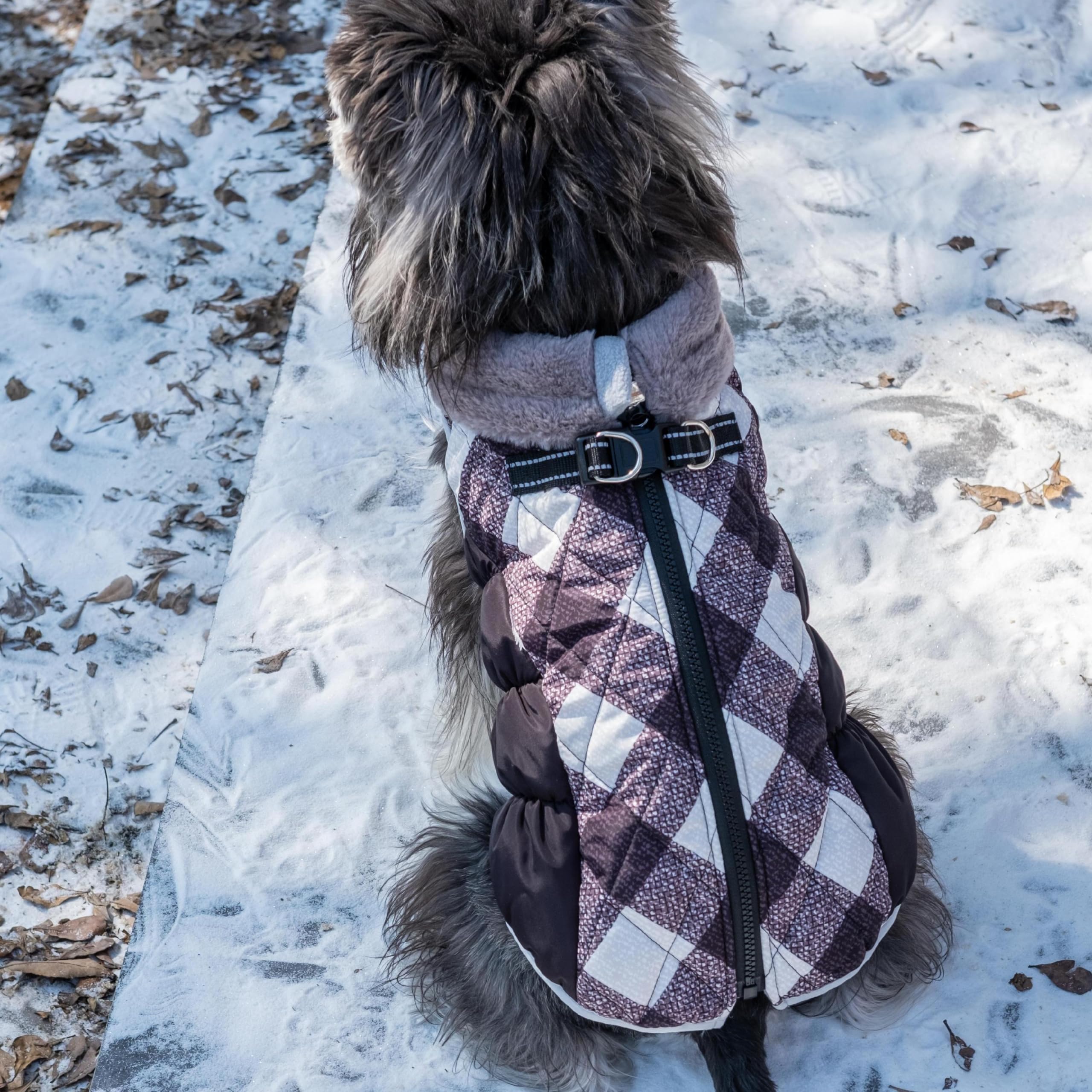 Manteau d'hiver épais et imperméable pour chien - Veste chaude et confortable pour chiens de petite, moyenne et grande taille avec trou pour harnais - YRFN18L
