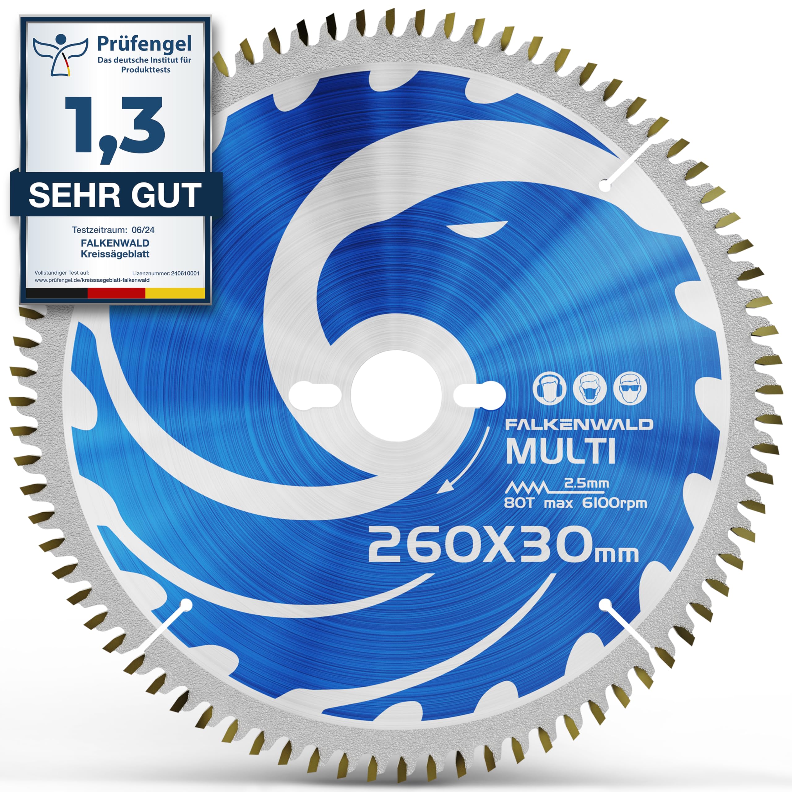 FALKENWALD® Lama per sega circolare 260 x 30 mm (Multi) – Lama per sega circolare per legno, metallo, alluminio e plastica, compatibile con Makita, Bosch e altre marche