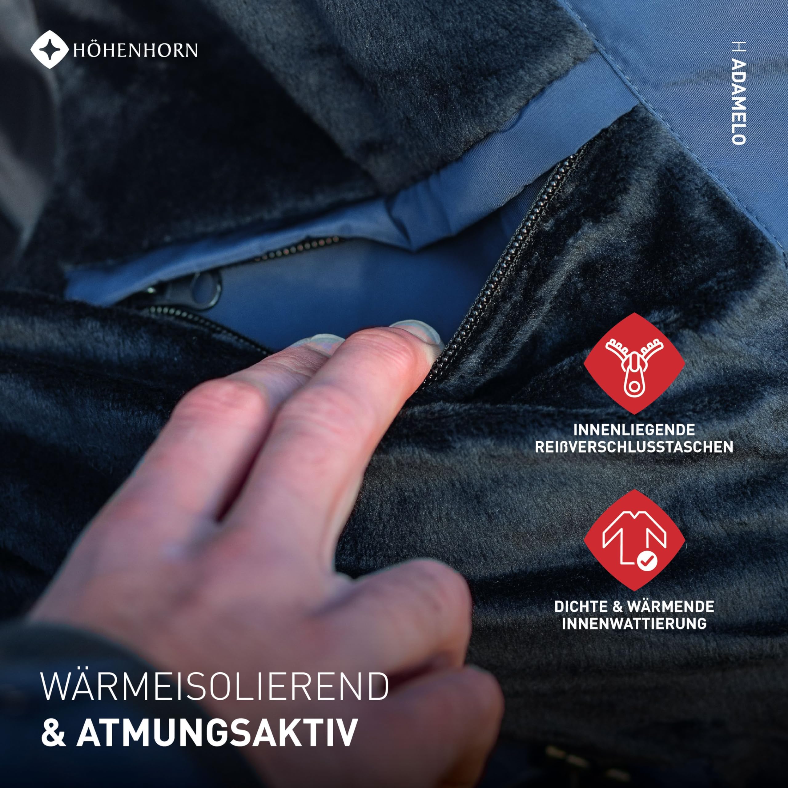 Höhenhorn Adamelo Herren Winter Jacke Quilted Steppjacke Gefüttert Winterjacke mit Abnehmbarem Kunstfellkragen