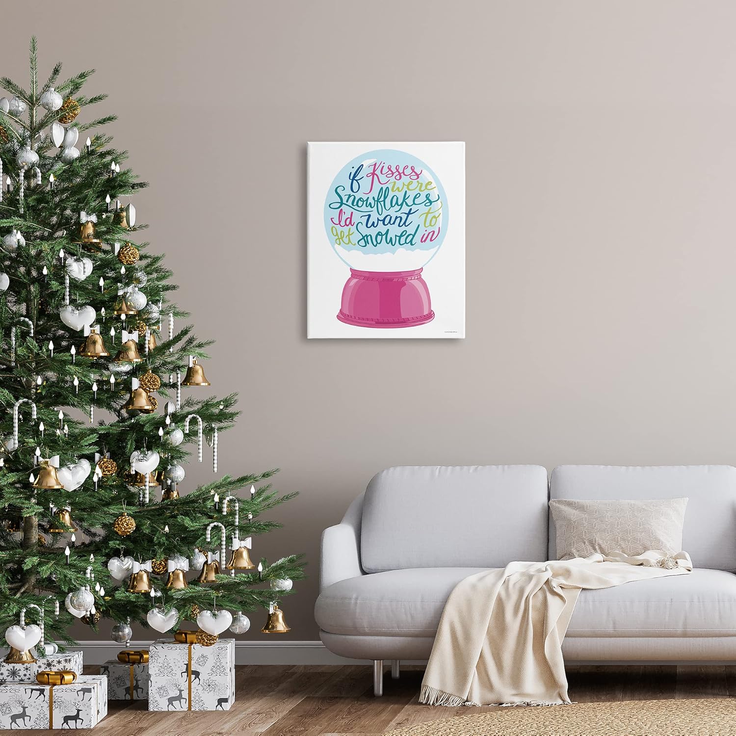 Stupell Industries Romantic Snowflake Kisses Snow Globe Winter Quote, Design by Kamdon Kreations