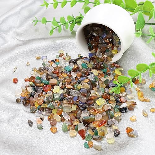 Vista 108 de ZHIYUXI Piedras de cristal de cornalina para pecera, grava, jarrón de relleno, cristales triturados, cristales curativos pulidos, piedra de cuarzo K