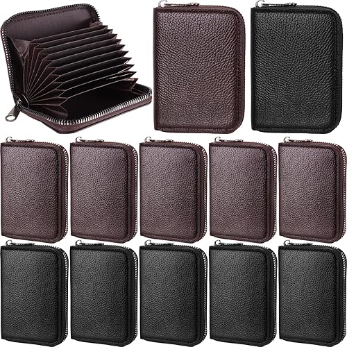 12 Pcs RFID Blocking PU Leather Wallet Zipper Credit Card