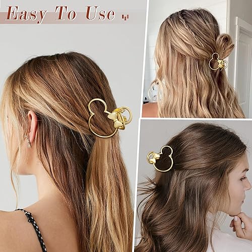 Miniatura 4 de Paquete de 6 pinzas de metal grandes, pinzas de pelo doradas, pinzas de pelo grueso para orejas de ratón, fiesta temática, accesorios para parques