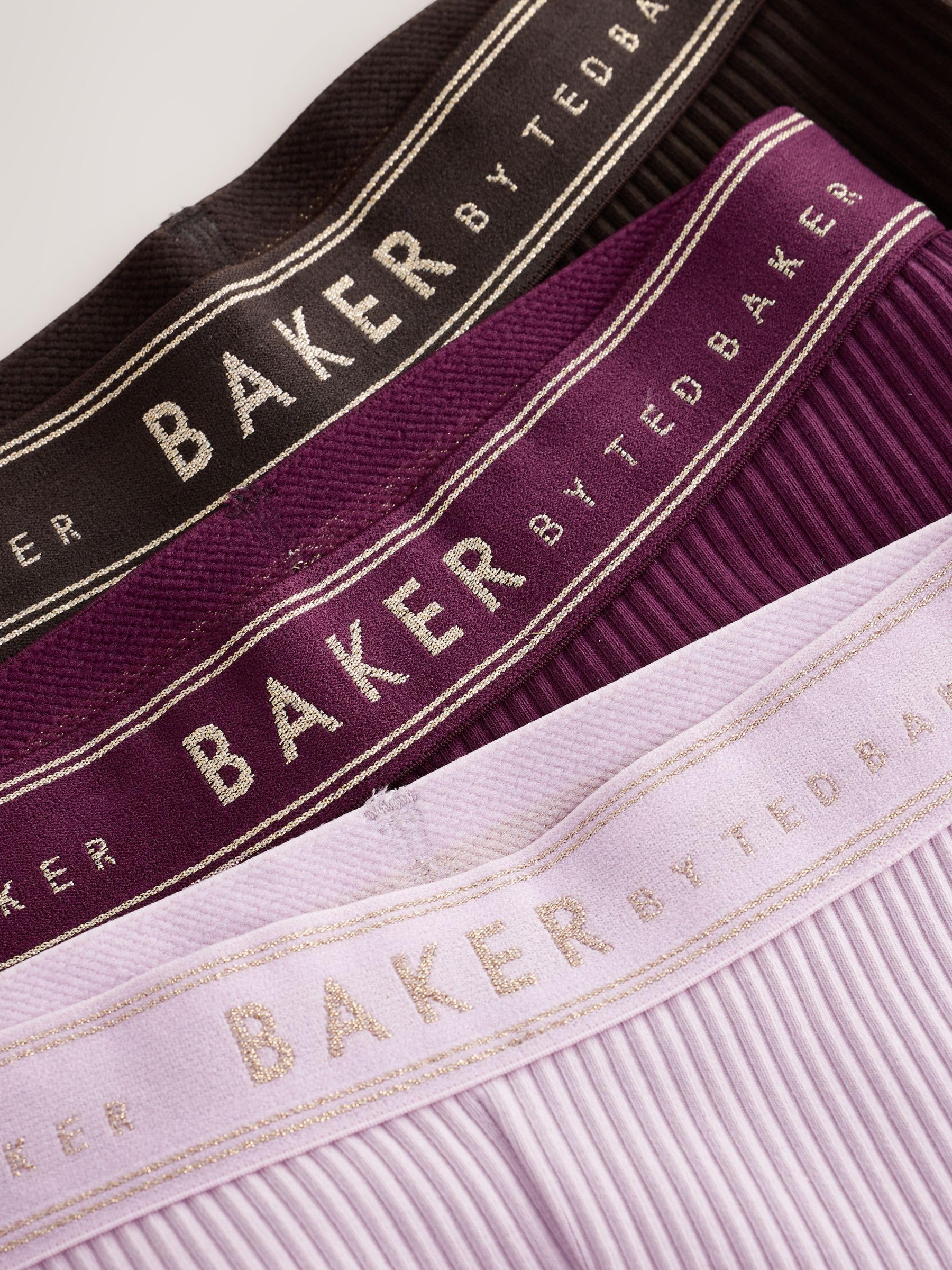 Starsze dziewczynki Legginsy z prążkowanego materiału z rozszerzanymi nogawkami w trzyczęściowym zestawie Baker by Ted Baker