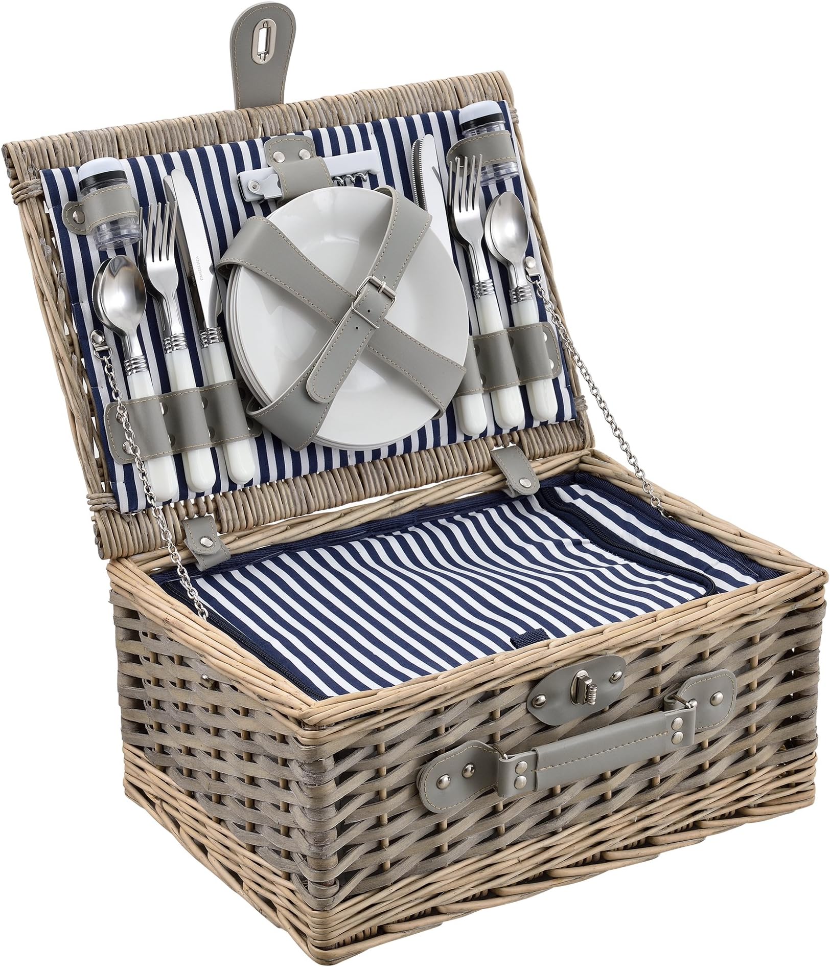 Ancien Ensemble De Pique-nique Brexton - Panier En Osier Pour 2 Personnes