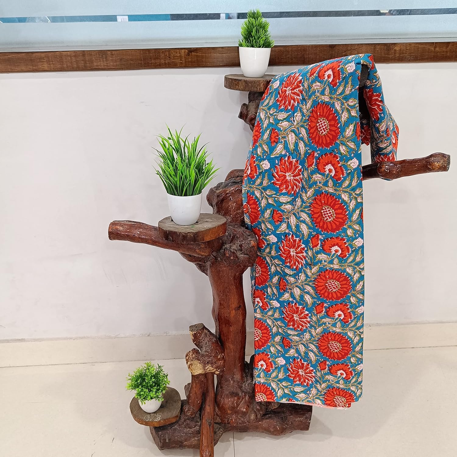 Trade Star 100% Cotton Fabric By the Yard for 3 Yard Hand Block Printed Fabric Sewing Crafting Dressmaking Running Natural Dye Sanganeri Indian Floral Print Fabric of Width 44 Inches