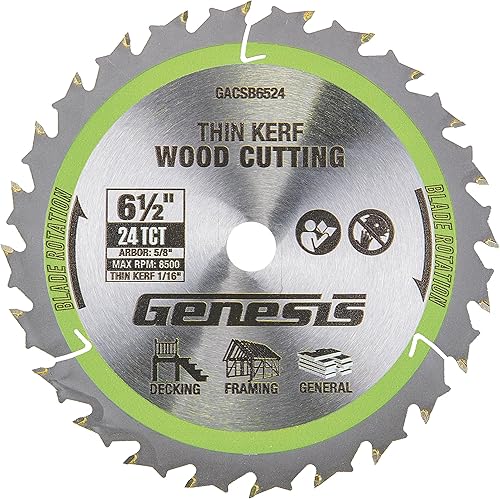 Vista 12 de Genesis G20MAX - Sierra circular inalámbrica de 20 V de 6-1/2 pulgadas con láser y luz LED, incluye hoja de corte fino 24TCT, batería de 2.0 Ah