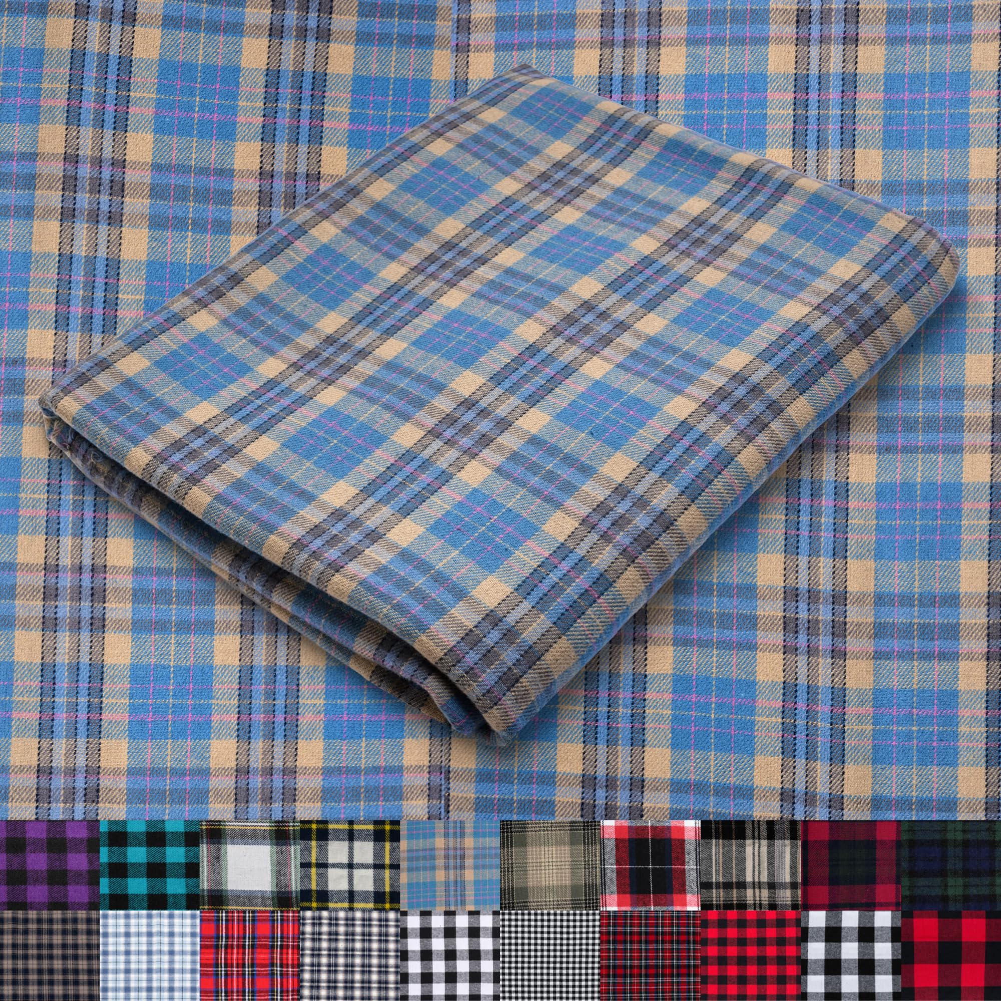 Pico Textiles 1 Yard Blue and Green Blackwatch Tartan Plaid Flannel Fabric - 60" Wide - 100% Cotton - Sold by The Yard - for Shirts, Scarves, Pajamas & Receiving Blankets — view 65