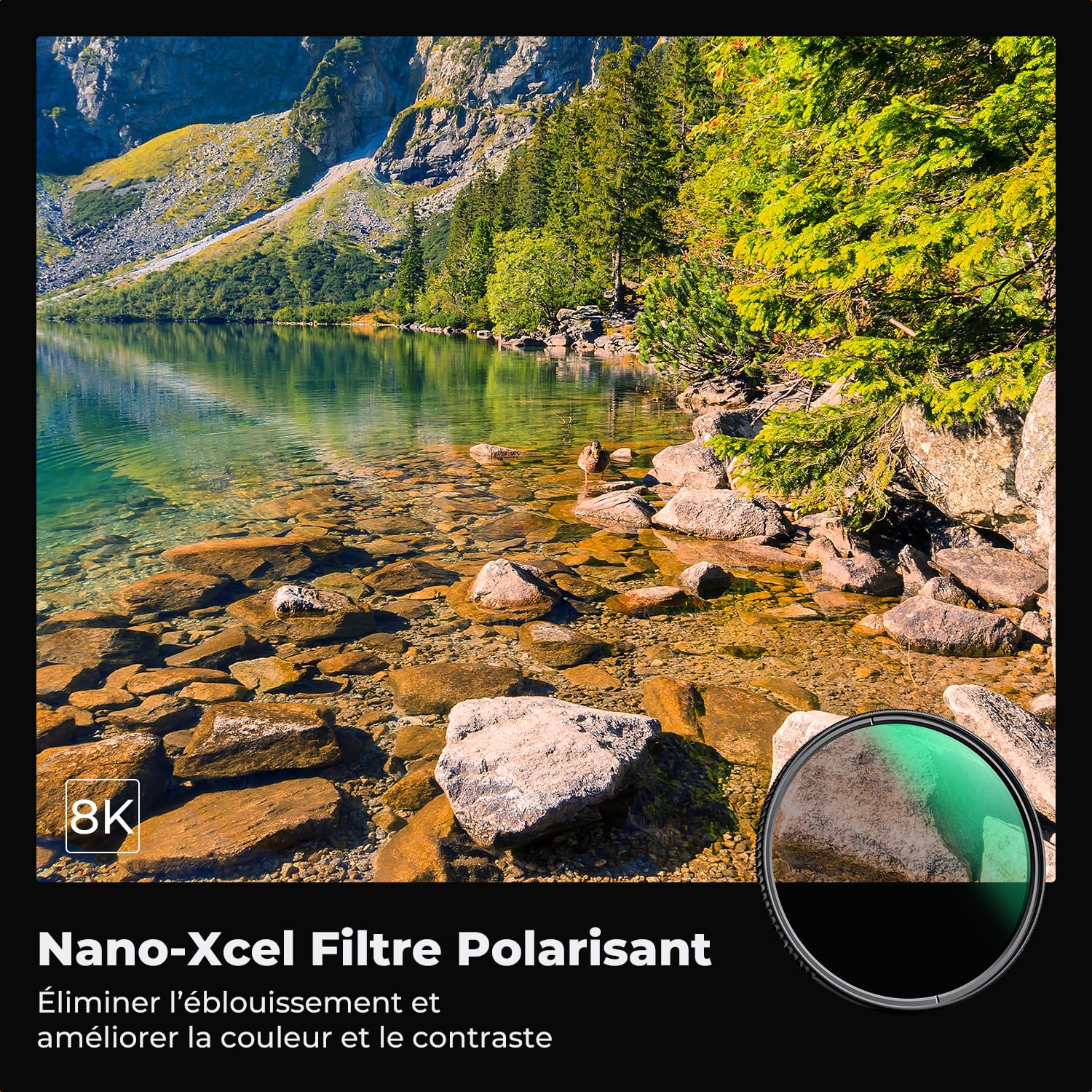 K&F CONCEPT Filtre Polarisant CPL 77mm HD Nano-X Série Étanche Anti-Rayures Nano revêtement