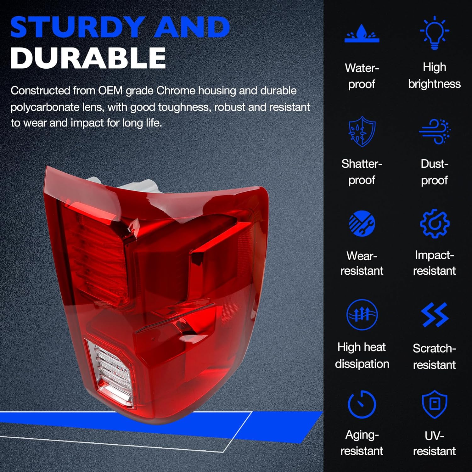 LED Tail light Compatible with Chevy Silverado 1500 2016 2017 2018, Replace 84288719 GM2801294, Running Driving Lamp Brake Turn Signal Lighting - Rear Right Passenger Side