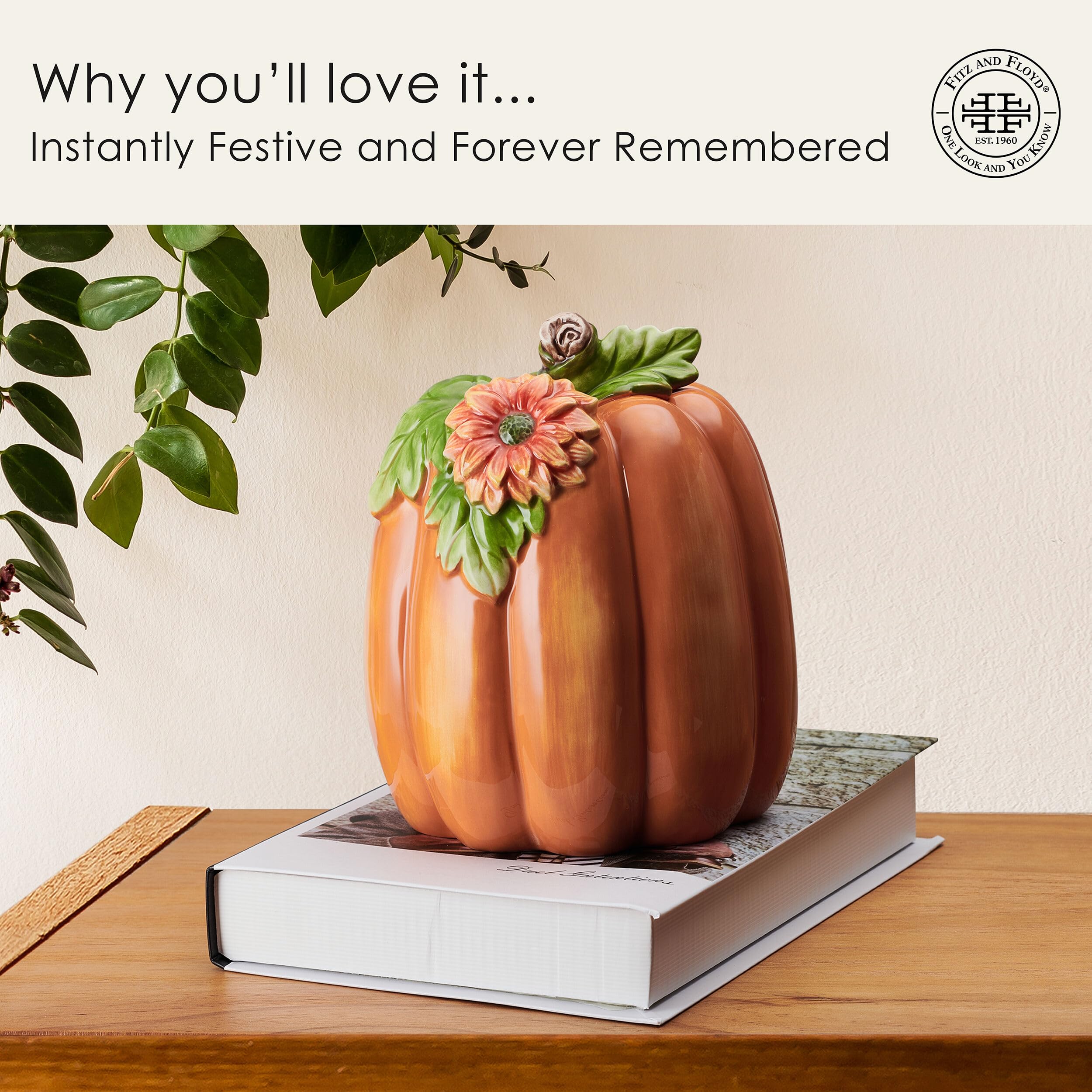 Amazon.com: Fitz and Floyd Harvest Halloween Tall Flower Pumpkin