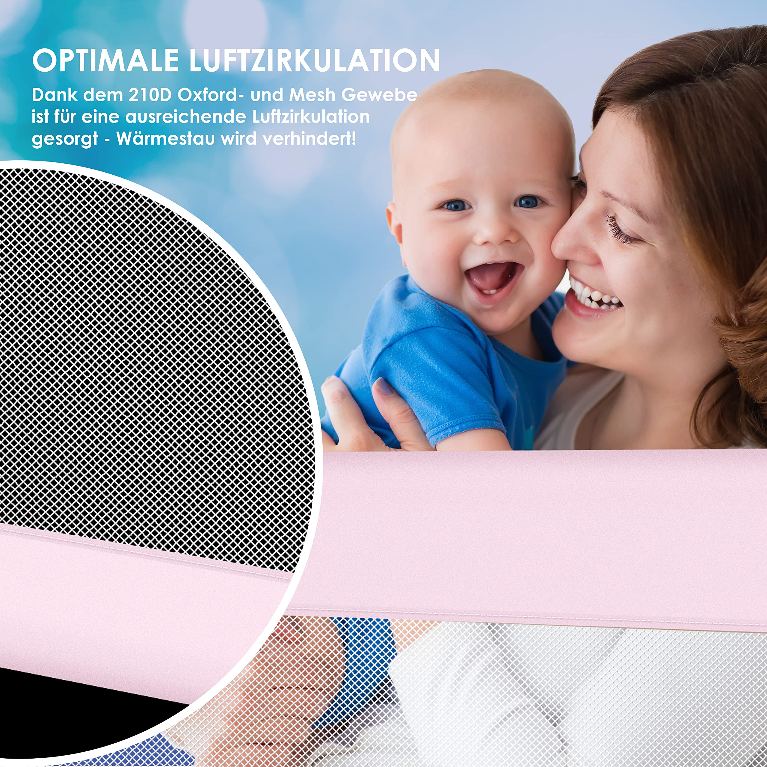 KESSER® Barrera de Cama de 180cm, para niños, Plegable, para Cuna, Cama Infantil, Protección contra Caídas, Cama y Cama con somier Alto: 72 hasta 96 cm, Rosa