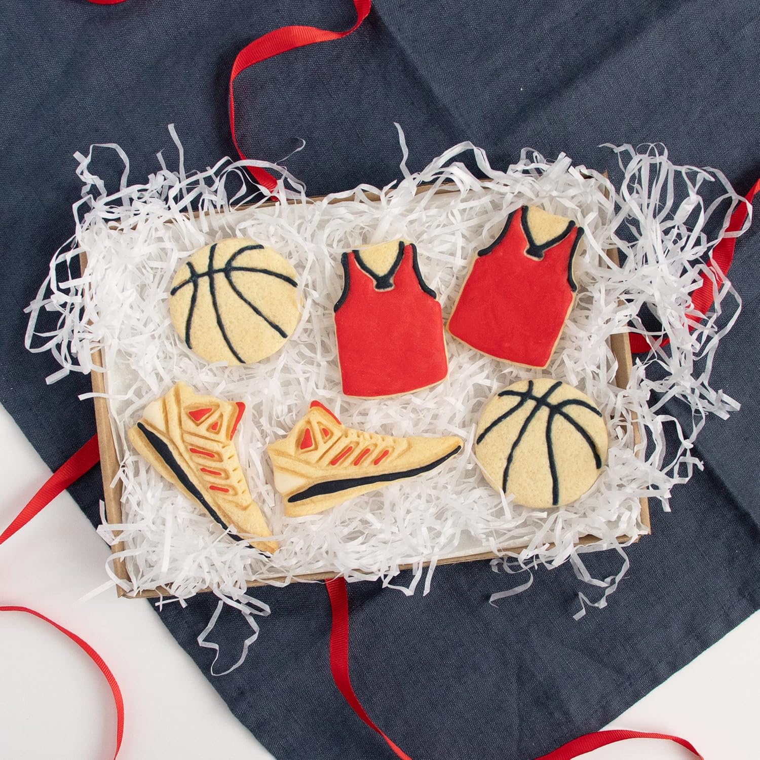 Set of 3 Basketball themed cookie cutters (Designs: Basketball, Jersey, and Shoe), 3 pieces - Bakerlogy