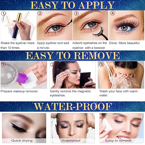 Vista 13 de DUOERLA - Pestañas magnéticas con delineador de ojos y aplicador, kit de 10 pares de pestañas magnéticas reutilizables y 4 tubos de delineador