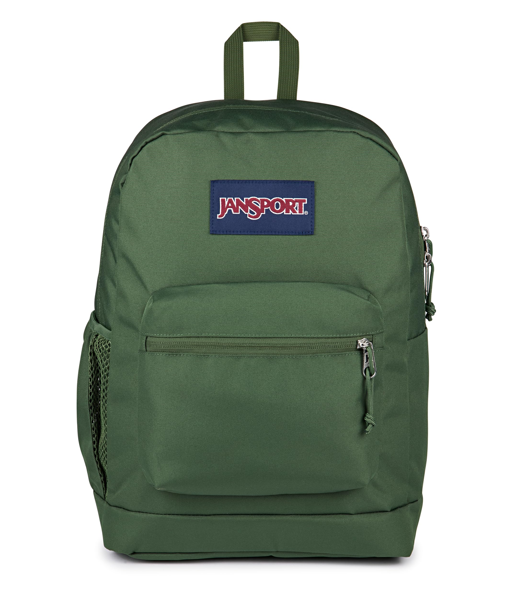 JanSport Cross Town Plus Backpack - Large Main Compartment, Side Water Bottle Pocket, 15-Inch Padded Laptop Sleeve - Cargo Green