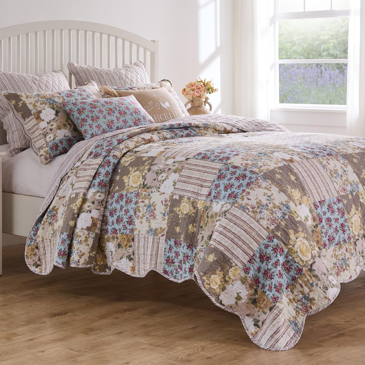 Greenland Home French Country Traditional Patchwork Style Cotton-Rich Quilt Set, 2-Piece Twin/XL, Multi - Image 4