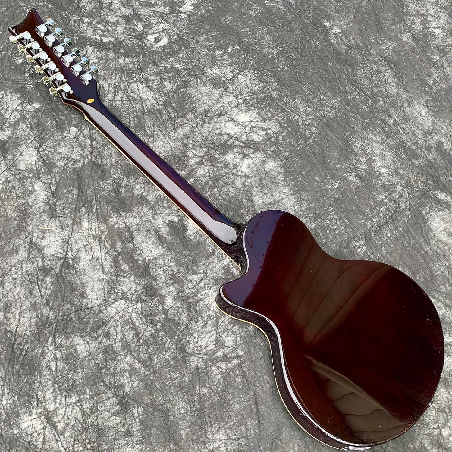 12 String Electric Guitar Semi-Hollow Body Flame Maple Top Chrome Alnico Humbucker Pickups Stainless Steel Frets 39 Inch Guitar (2)