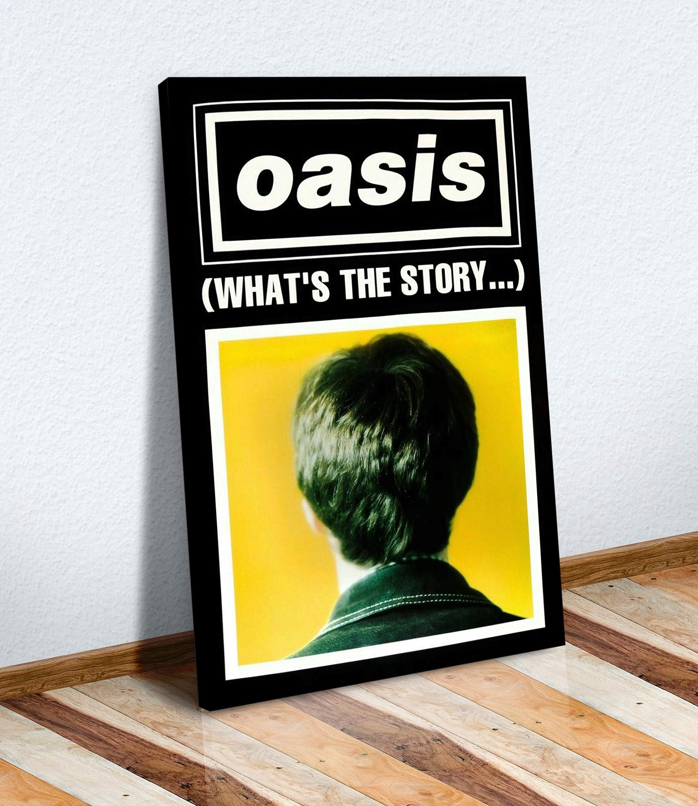 OASIS GALLAGHER WHATS THE STORY POSTER CANVAS WALL POP ART PRINT DEEP FRAMED (30in x 20in / 76cm x 50cm)