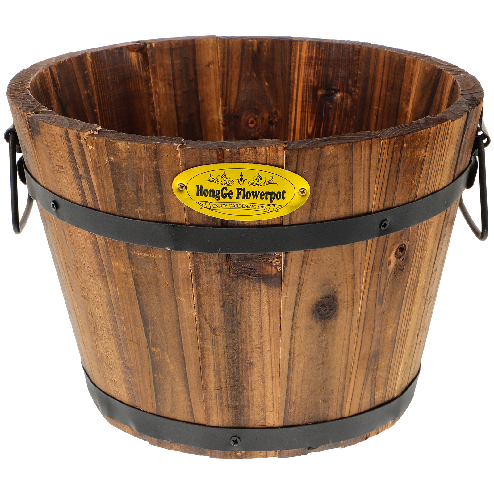 Amazon.com : DOITOOL Wooden Barrel Planter 10.2 Inch Round Whiskey
