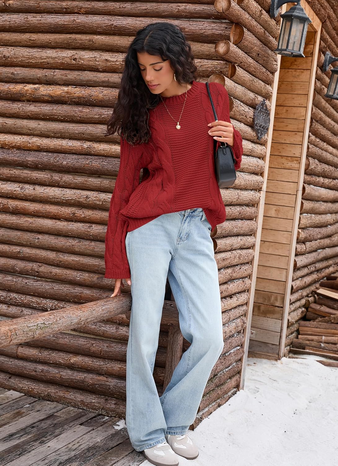 Balimtoy Women's Chunky Cable Knit Oversized Pullover Sweaters Casual Long Sleeve Crewneck Jumper Tops - Image 5