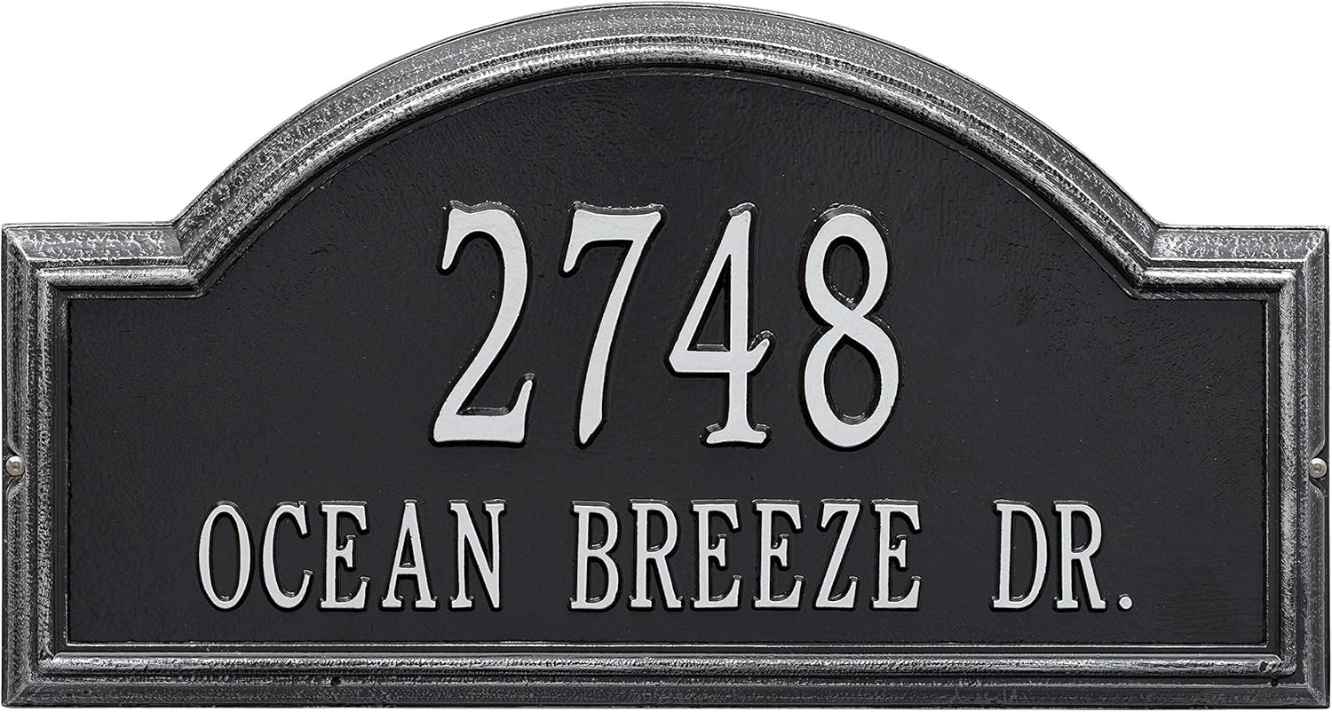 Large Personalized Cast Metal Address Sign - MADE IN USA House Number Plaque With Two Lines - Comfort House # J0667