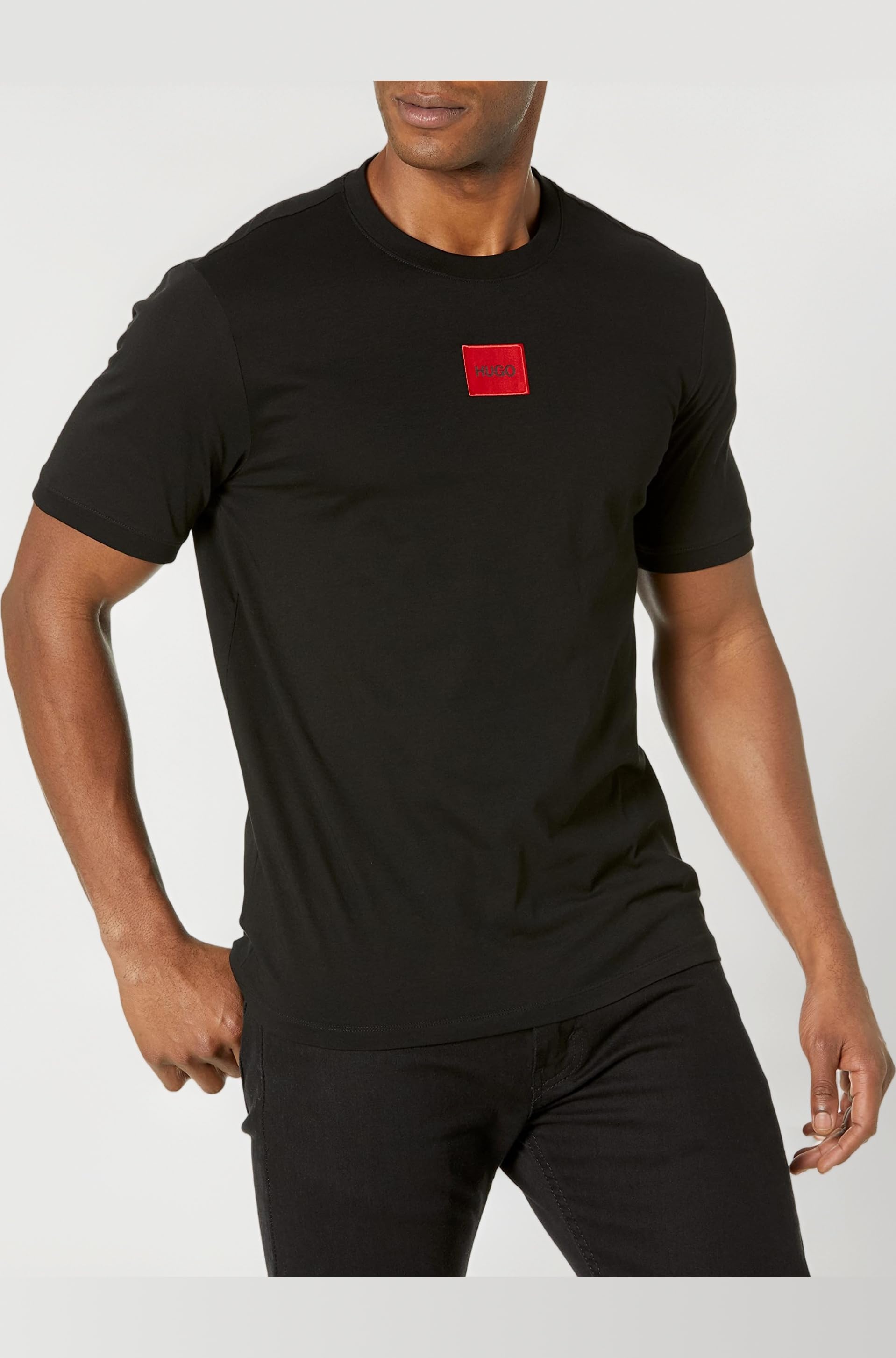 Hugo Boss Men's Ribbed Crew Neck Regular Fit Center Logo T-Shirt