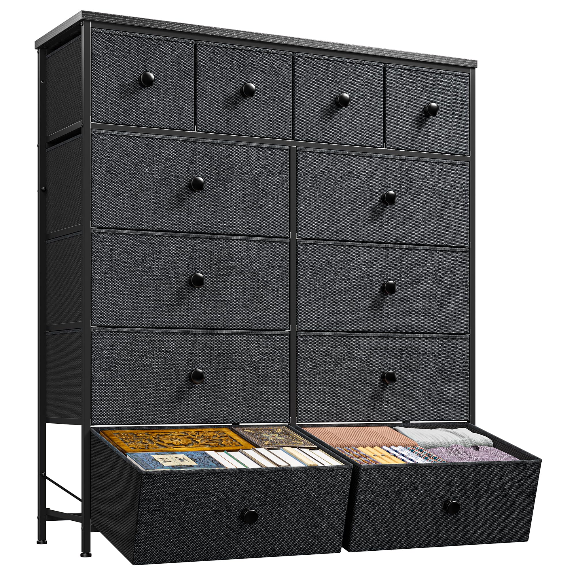 Dresser for Bedroom Tall Dresser with 12 Drawers Fabric Dressers Chests of Drawers Bedroom Dresser with Metal Frame