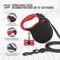 Vista 3 de Tuff Pupper Correa retráctil resistente para perro, correa de perro de 16 pies con costuras reflectantes para seguridad nocturna, bloqueo