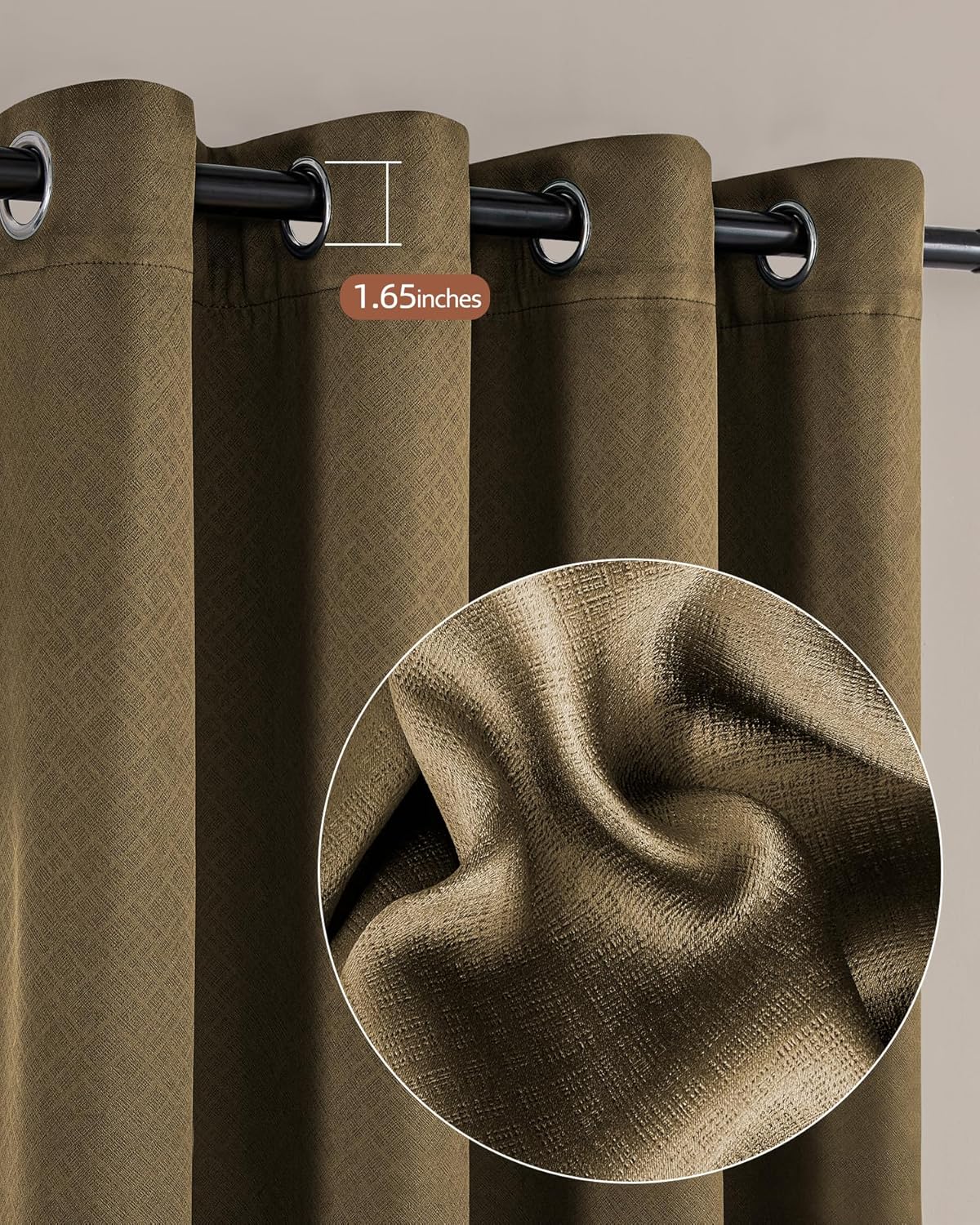 Gold Blackout Curtains for Bedroom and Living Room 2 Panels Set 52 inches Wide 104 inches Length Thermal Insulate Curtains, Cold or Heat and Full Light Blocking Curtains