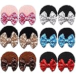 CellElection 12 PCS Sequin Mouse Ears Hair Clips Glitter Hair Bows Cute Mice Ears Hair Clips Barrettes for Women Girls Hair Accessories for Costume Party Favor Halloween Christmas Decoration