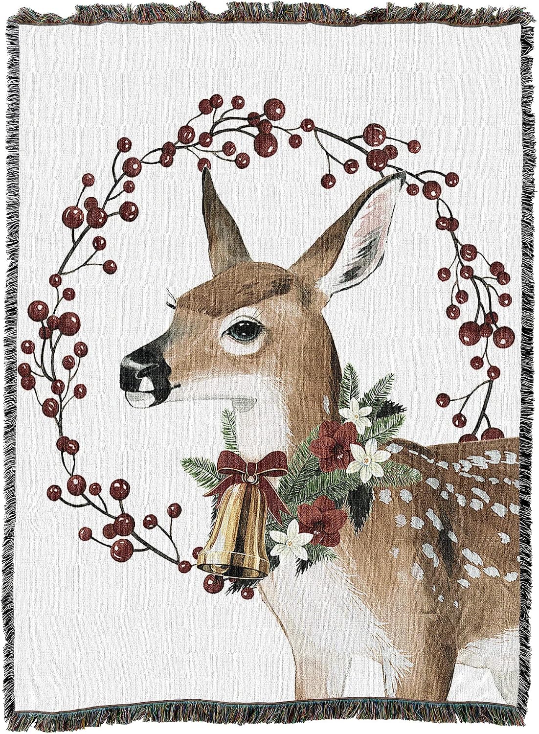 Pure Country Weavers Yuletide Deer Blanket by Grace Popp - Gift Christmas Tapestry Throw Woven from Cotton - Made in the USA (72x54)
