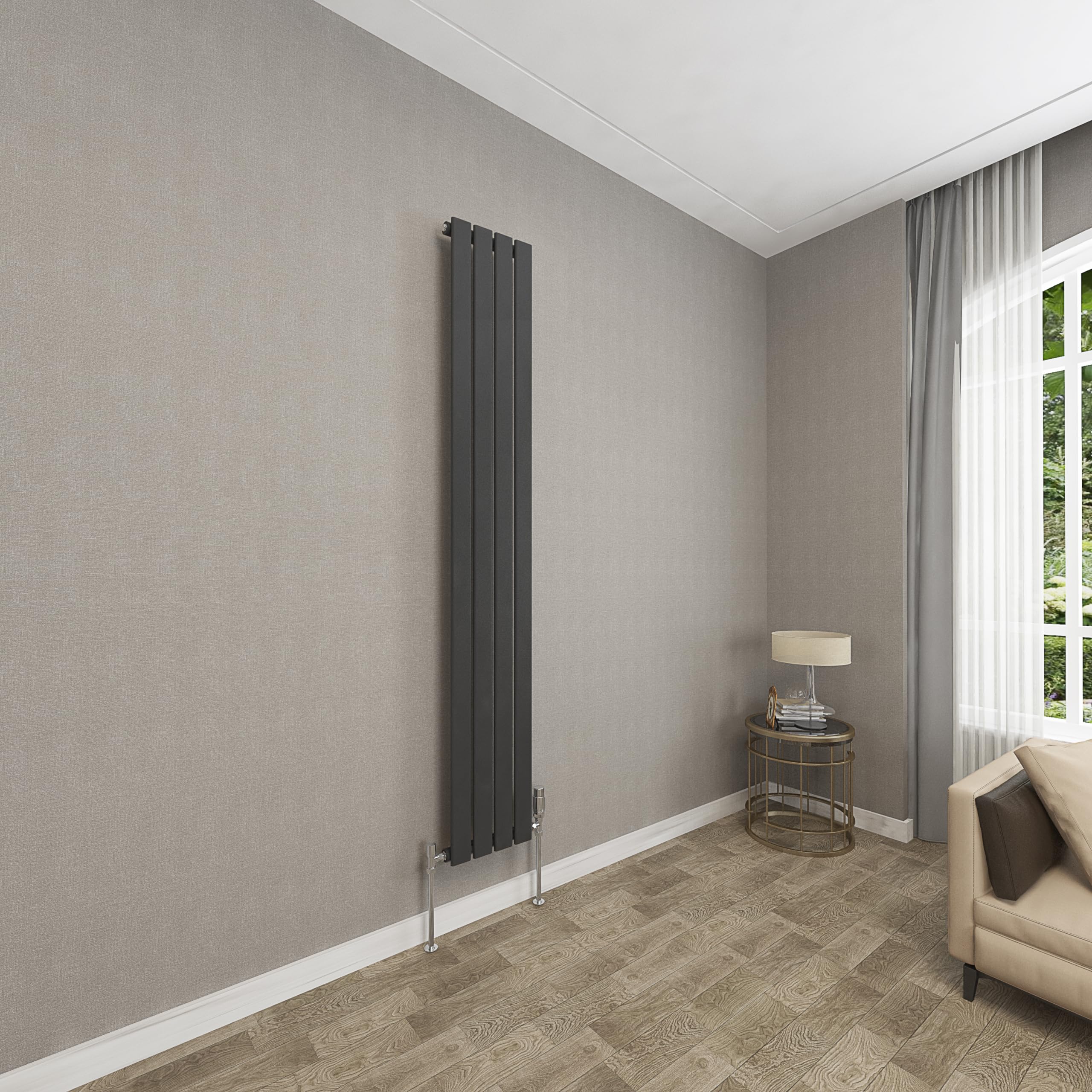 Sky bathroom | 1800x272mm Vertical Designer Radiators Black Flat Panel Single Panel Central Heating Radiator