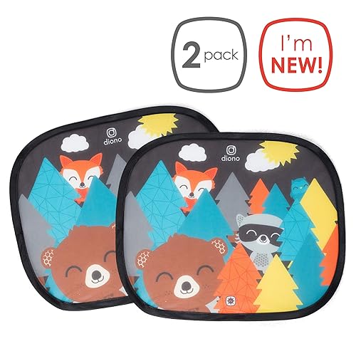 Miniatura 12 de Diono Parasol para ventana de automóvil con personajes para niños, 2 unidades, parasol para ventanas, parasol para ventana lateral de bebé para