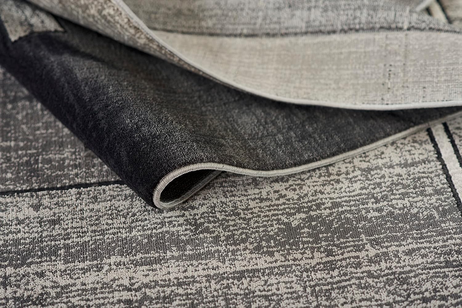 Momeni Edition Geometric Polyester Charcoal Area Rug, 7'9" x 9'10" Sized Rug for Living Room, Bedroom, Dining Room, and Kitchen