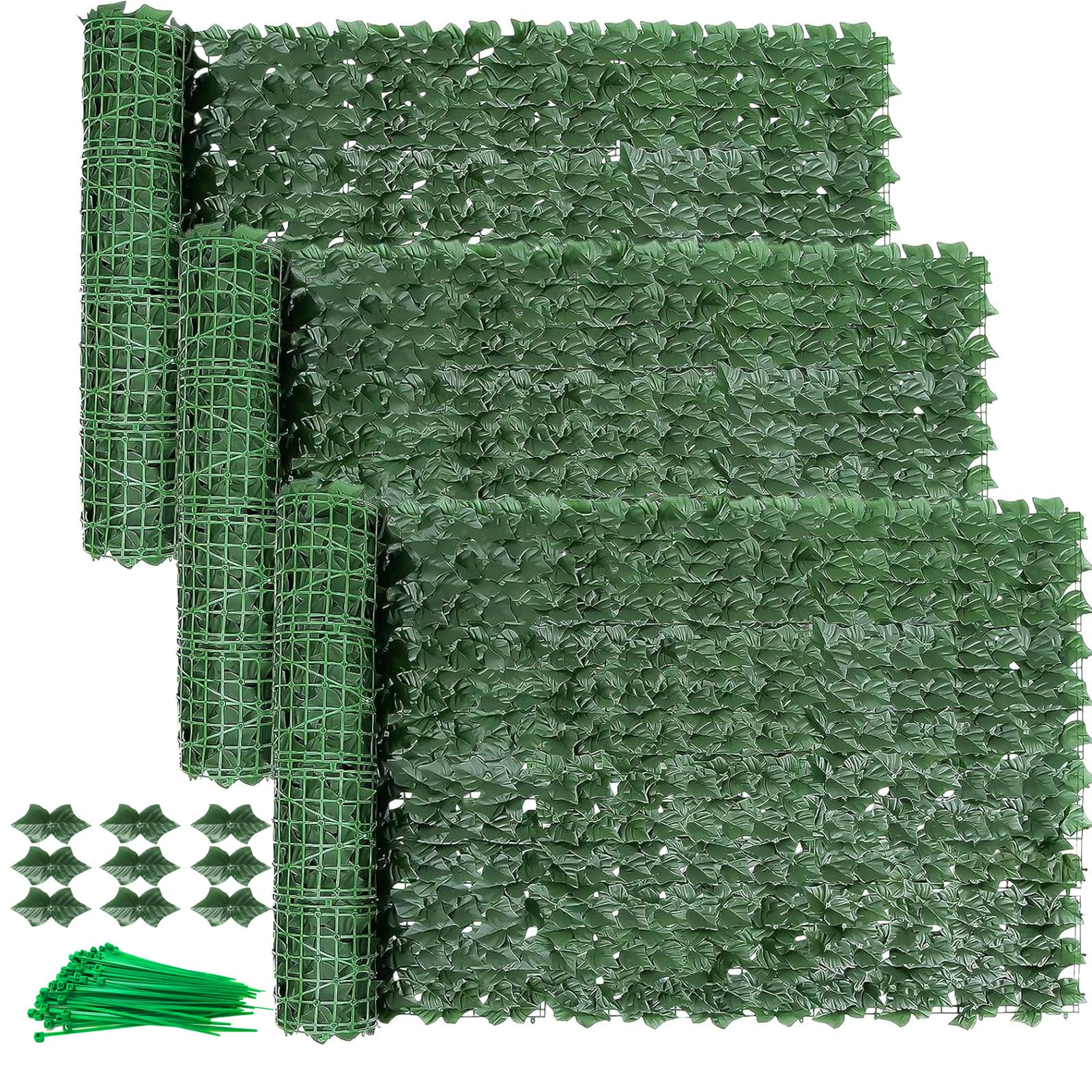 2 Stück Künstlicher Efeu Sichtschutzzaun,1M X 3M Efeu Sichtschutz Mit 200pcs Kabelbinder,UV-Schutz Sichtschutz Efeu,Balcony Privacy Screen Für Zäune, Als Für Balkone/Gärten Und Zur Verwendet