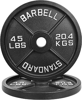 2" Cast Iron Weight Plates | 2.5LB to 45LB Standard Gym Plates (Singles, Pairs & Multi-Pack Sets) | Black with Silver Numbers for Barbell, Dumbbell, Powerlifting & Home Gym