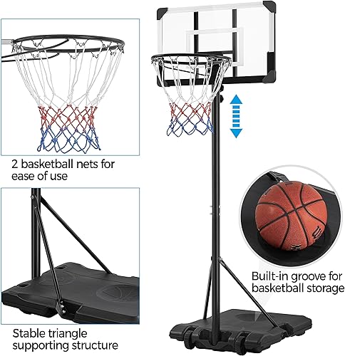Miniatura 6 de Yaheetech Portable Basketball Hoop System Basketball Goals Set Freestanding Basketball Stand System Adjustable Height with Wheels for IndoorOutdoor