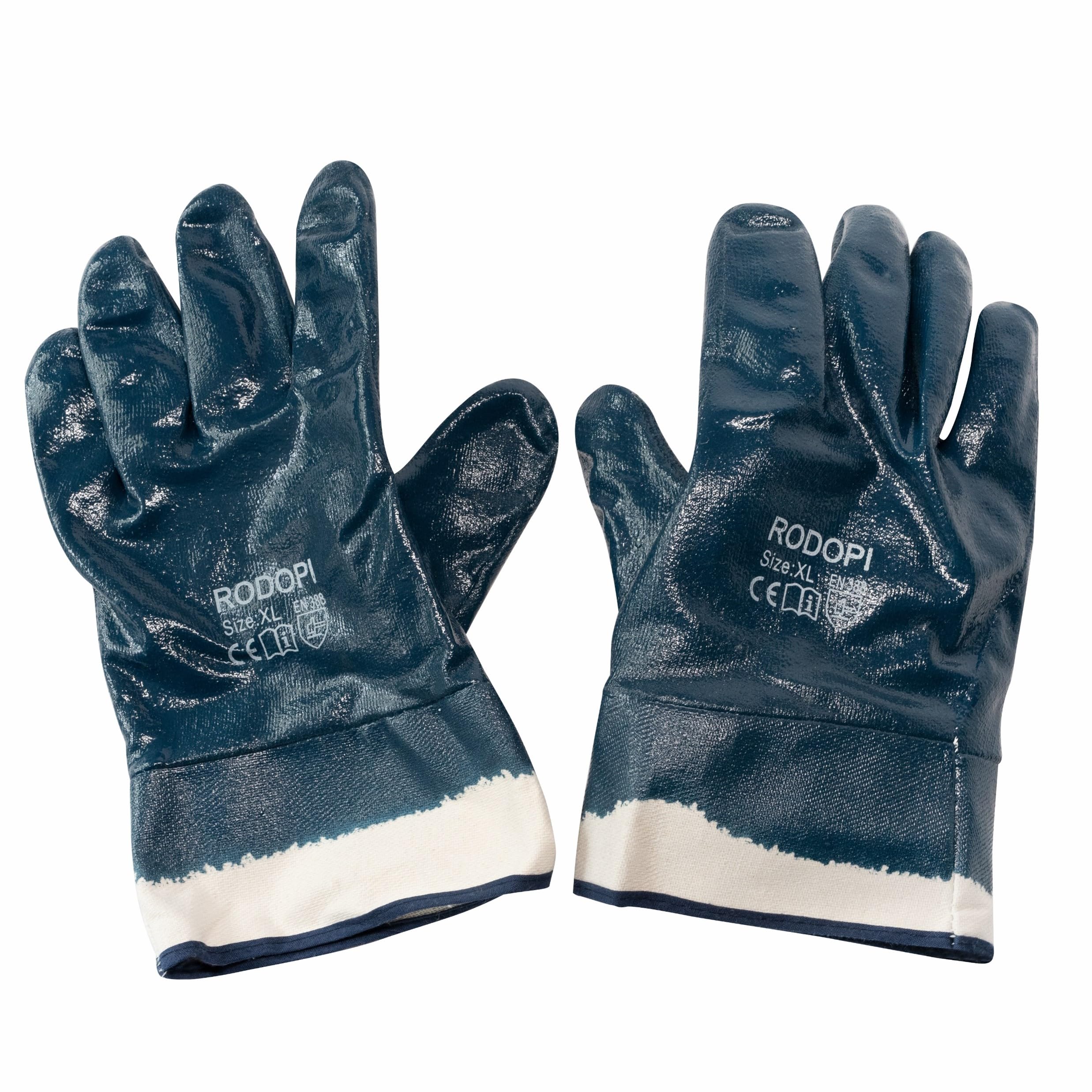 RODOPI Arbeitshandschuhe Lubrix-Pro Nitril vollbeschichtet Gummihandschuhe für Herren und Damen Nitrilhandschuhe Ölresistent Handschuhe Gartenhandschuhe