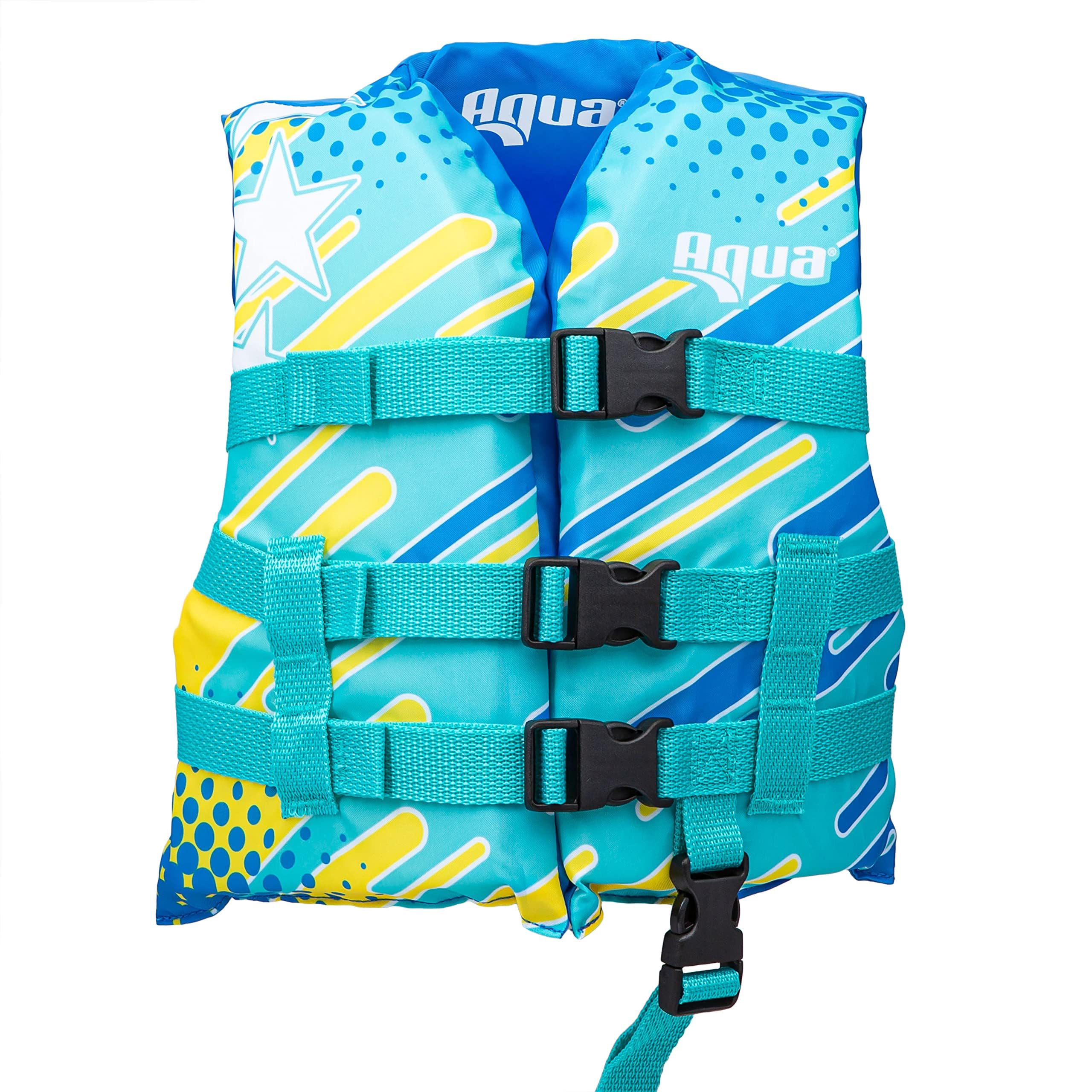 Oceans 7 US Coast Guard-Approved, Type III Kids Life Jacket – Personal Flotation Device with Comfortable Flex-Form-Fit Open-Sided Design – Seafoam Blue Lemon