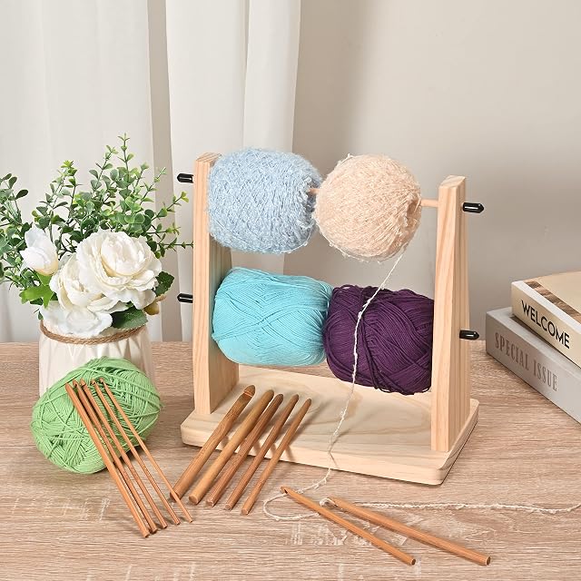 Donmills Wooden Spinning Yarn Holder Knit , Knitting and Crochet, Yarn Winder, Yarn Butler, Wool and Thread Holder, Knitting Accessories, Wool Ball Holder