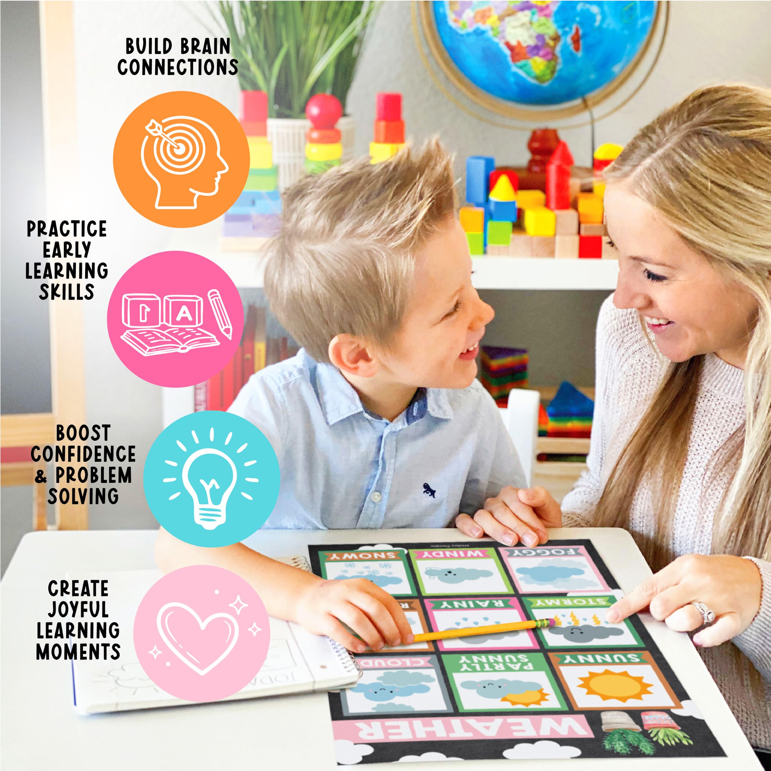Hadley Designs Lot de 16 affiches éducatives pour les incontournables de la salle de classe – Affiches laminées pré-maternelles pour les tout-petits et les activités d'apprentissage préscolaire