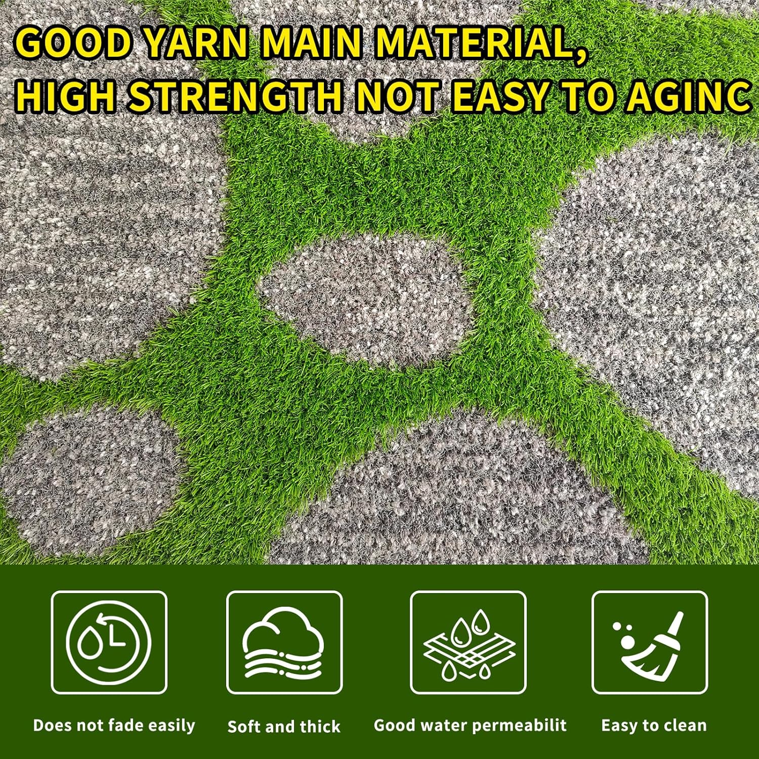Plastic Reversible Rug Waterproof Outdoor Rug Modern Area Rug Artificial Grass Turf 3ftx7ft for Camping, RV Mat Outside, Indoor Outdoor Carpet for Porch, Deck, Backyard, Balcony, Picnic