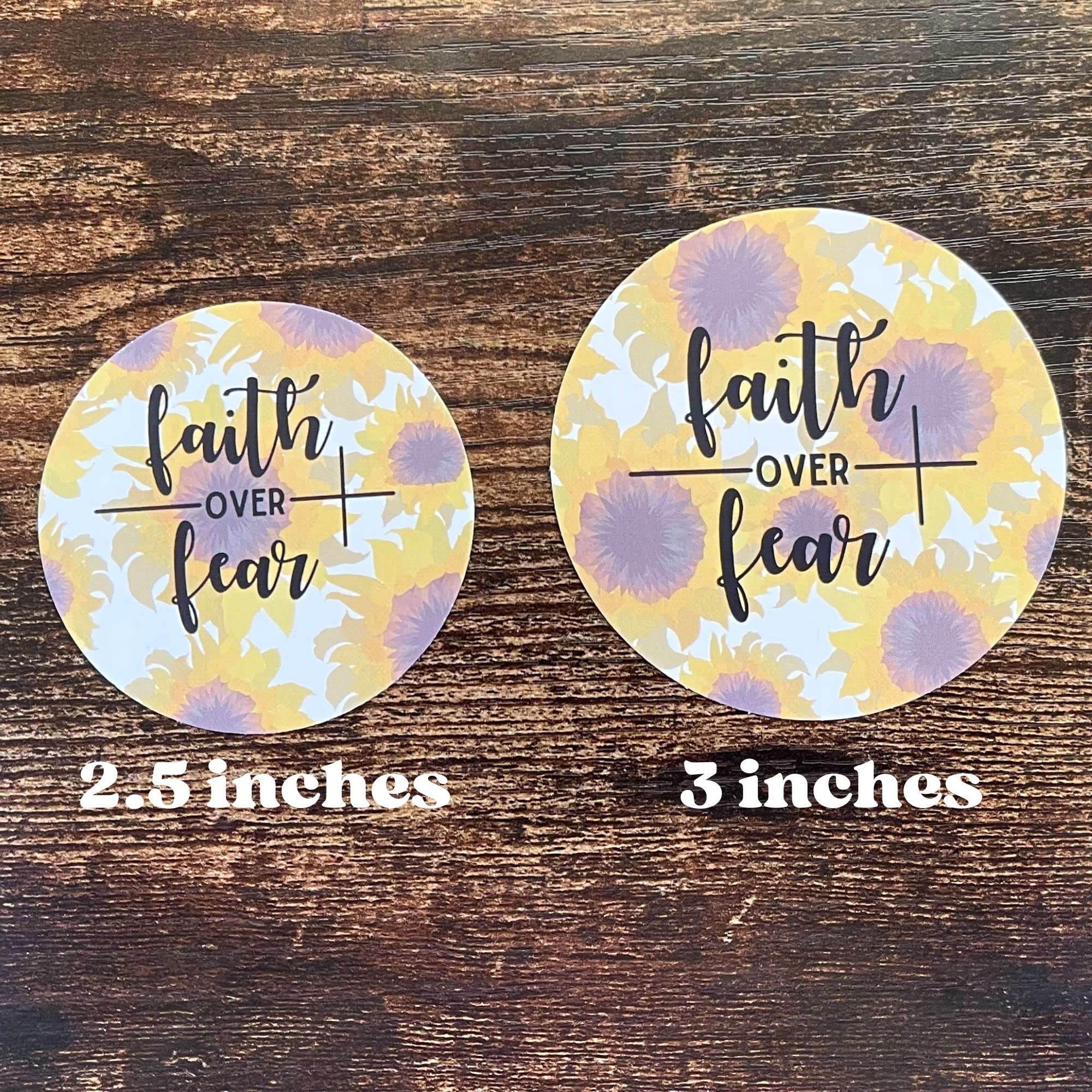 Sunflower Faith Over Fear Cardstock Cutouts - 12 Pack 3" Circles For Freshies