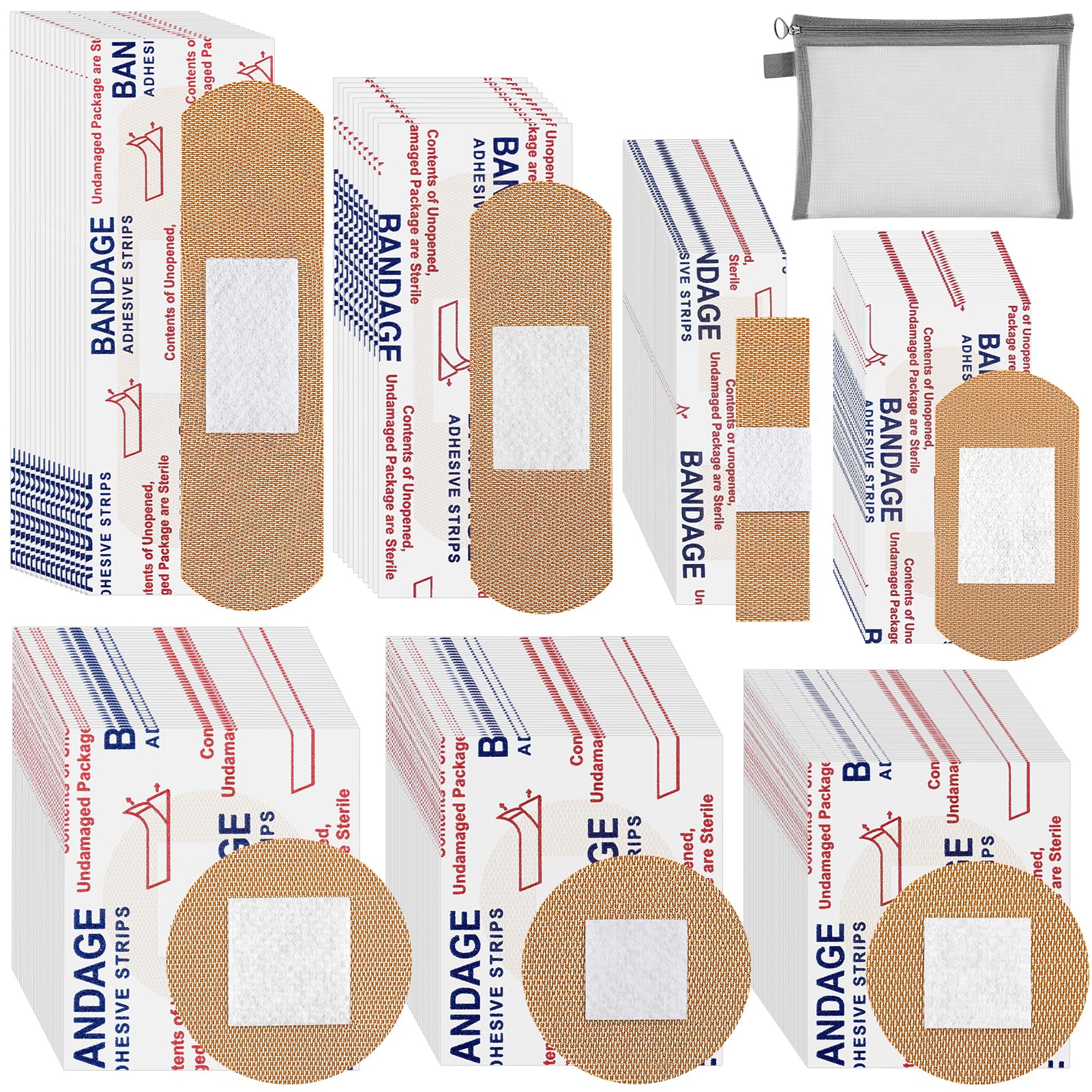Snapklik.com : 500 Pcs Small Flexible Fabric Adhesive Bandages Variety ...