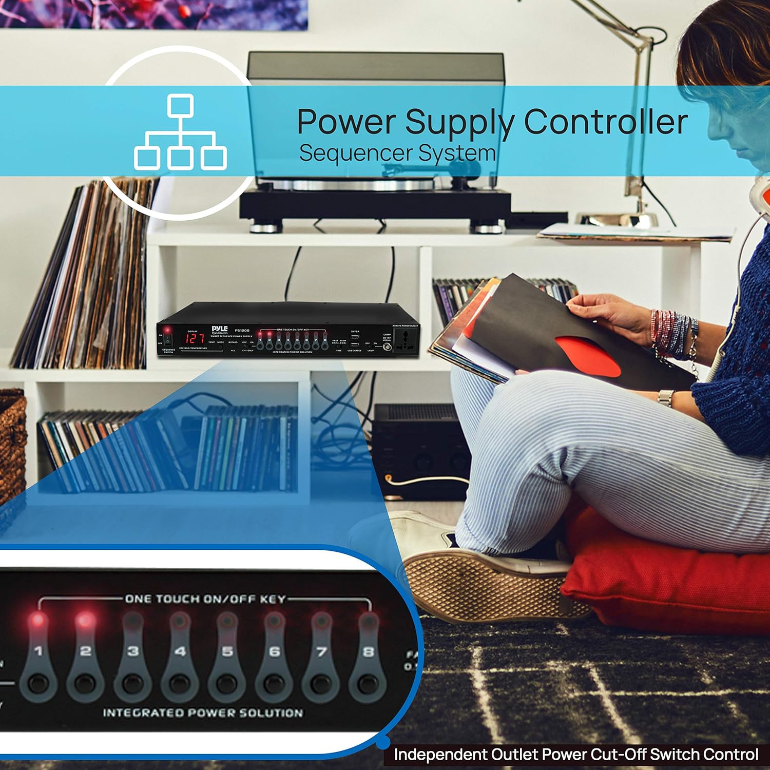Get Special Price 8 Outlet Power Sequencer Conditioner - 2200W Rack Mount Pro Audio Digital Power Supply Controller Regulator w/ Voltage Readout, Surge Protector, For Home Theater, Stage / Studio Use - Pyle PS1200 Best Cyber Deals 🔥 8 Outlet Power Sequencer Conditioner - 2200W Rack Mount Pro Audio Digital Power Supply Controller Regulator w/ Voltage Readout, Surge Protector, For Home Theater, Stage / Studio Use - Pyle PS1200