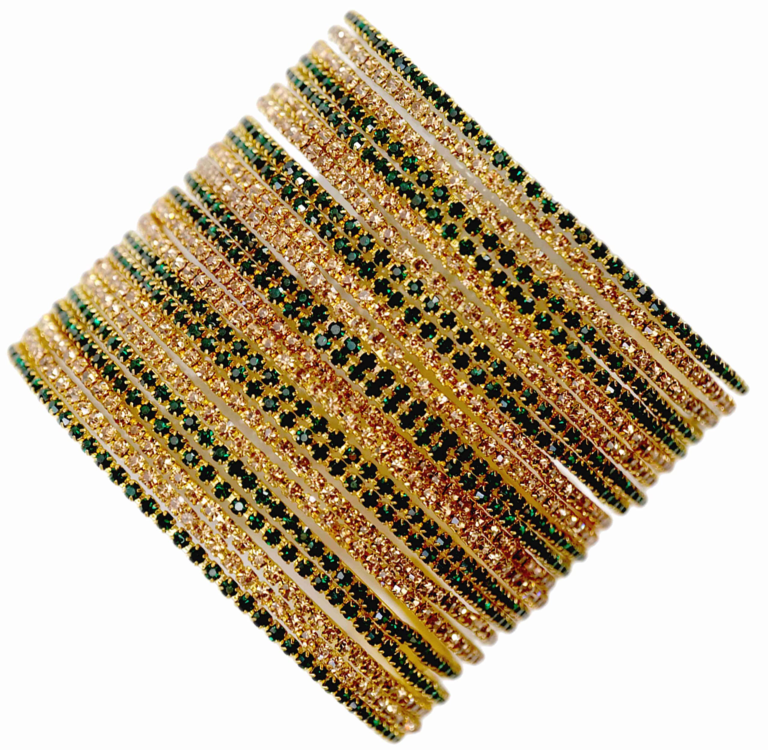Zircon Gemstone Studded Glossy Finished Bangle Set - Pack Of 24