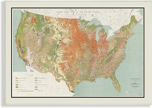 Stupell Industries Vintage United States Map Major Land Uses 1950, Design by Daphne Polselli - Placa de pared, 15 x 10, multicolor Stupell Industries Vintage United States Map Major Land Uses 1950, Design by Daphne Polselli - Placa de pared, 15 x 10, multicolor